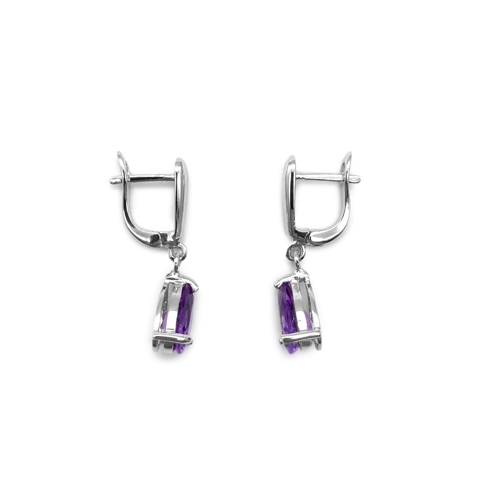 Boucles d'oreilles en Argent Rhodié et Pierre Naturelle - Modèle Lluvia