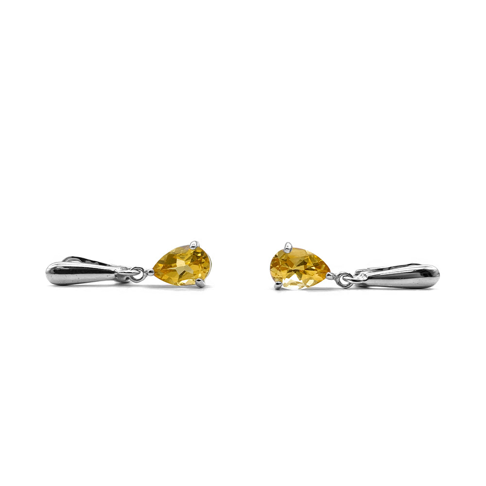 Boucles d'oreilles en Argent Rhodié et Pierre Naturelle - Modèle Lluvia