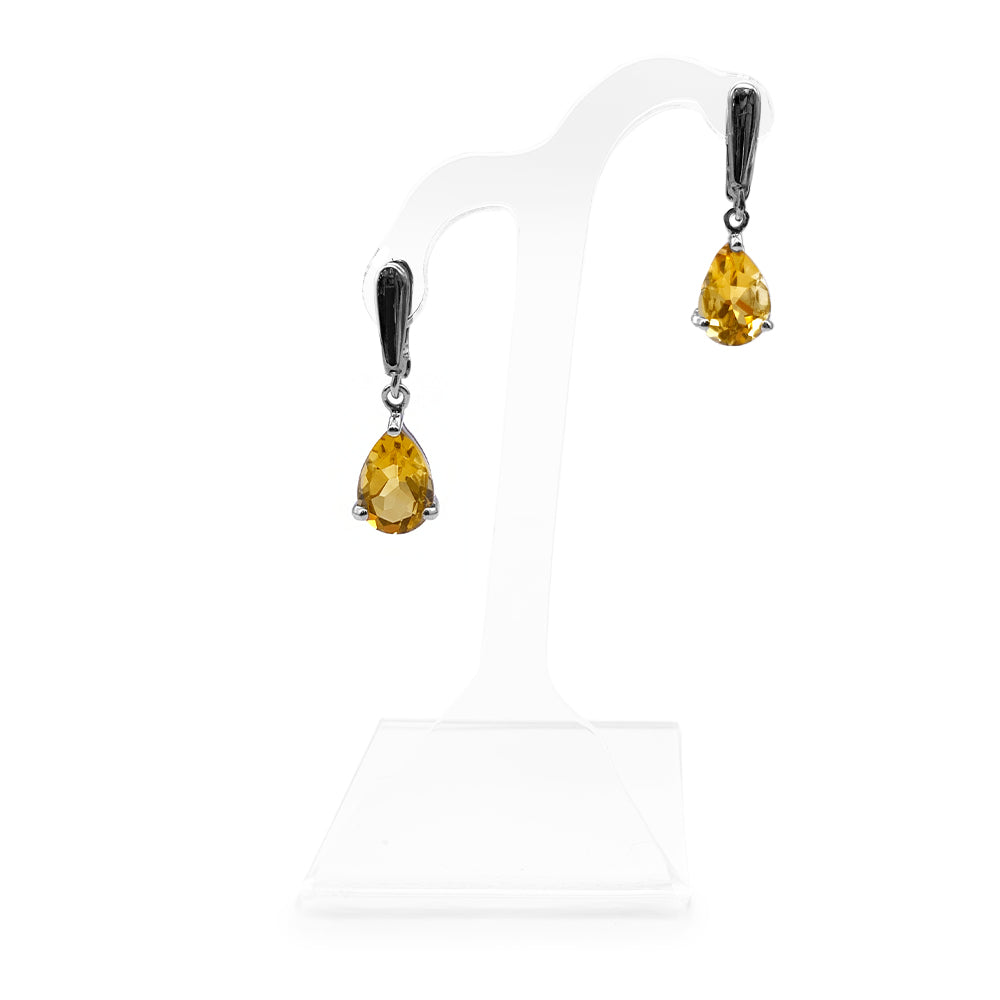 Boucles d'oreilles en Argent Rhodié et Pierre Naturelle - Modèle Lluvia