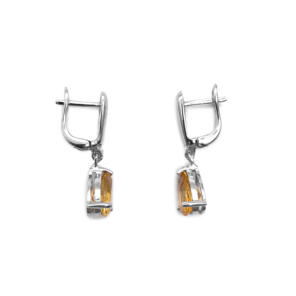 Boucles d'oreilles en Argent Rhodié et Pierre Naturelle - Modèle Lluvia