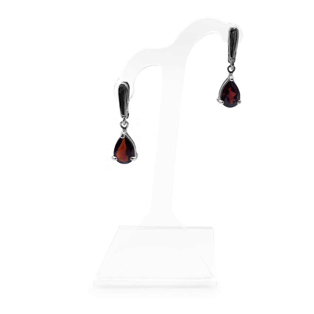 Boucles d'oreilles en Argent Rhodié et Pierre Naturelle - Modèle Lluvia