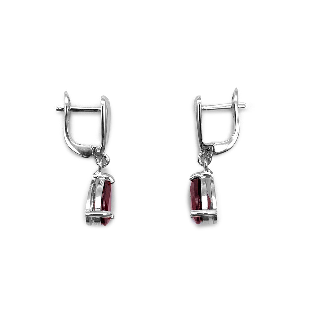 Boucles d'oreilles en Argent Rhodié et Pierre Naturelle - Modèle Lluvia