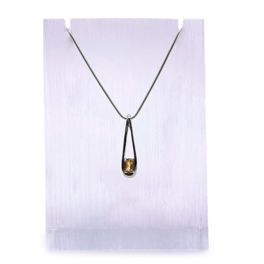Pendentif en Argent Rhodié et Pierre Naturelle - Modèle Phinéa