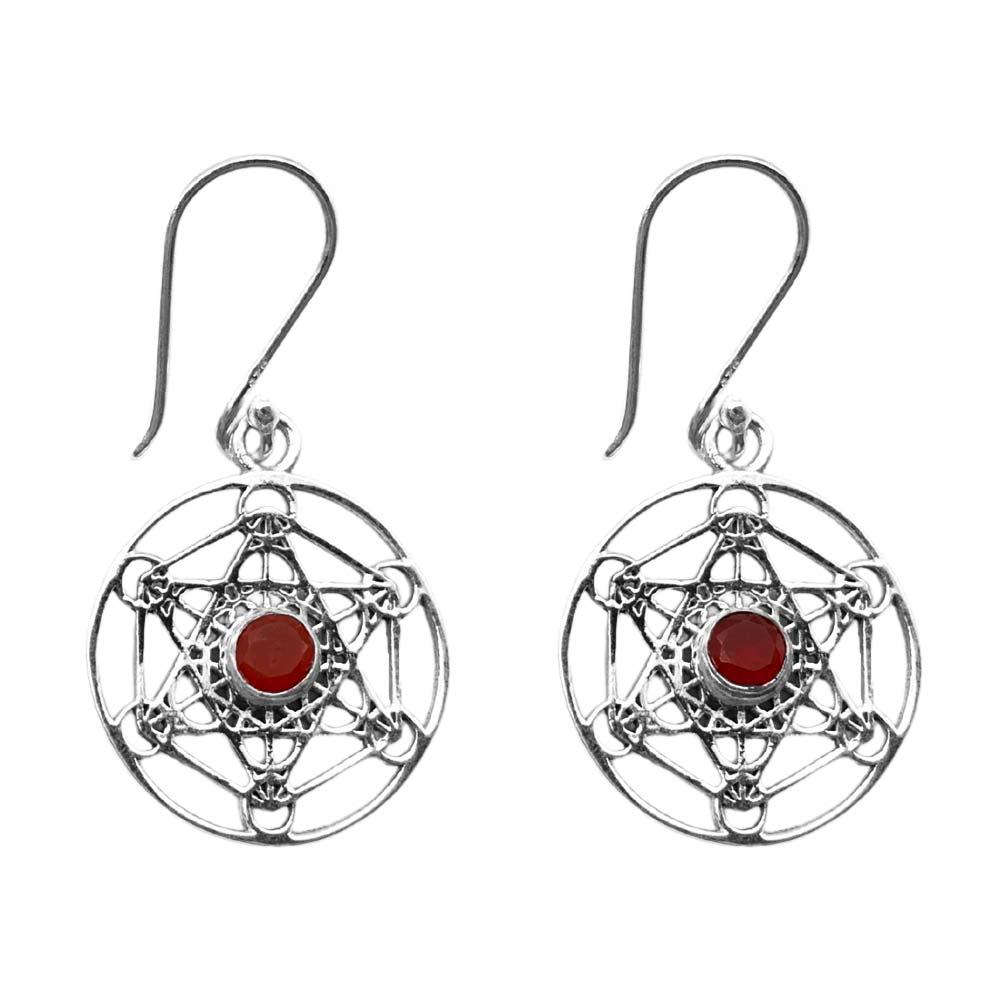 Boucles d'oreilles en Argent - Cube de Métatron - Pierres Naturelles
