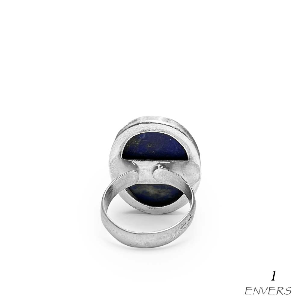 Bague Argent Massif Réglable en Lapis-Lazuli