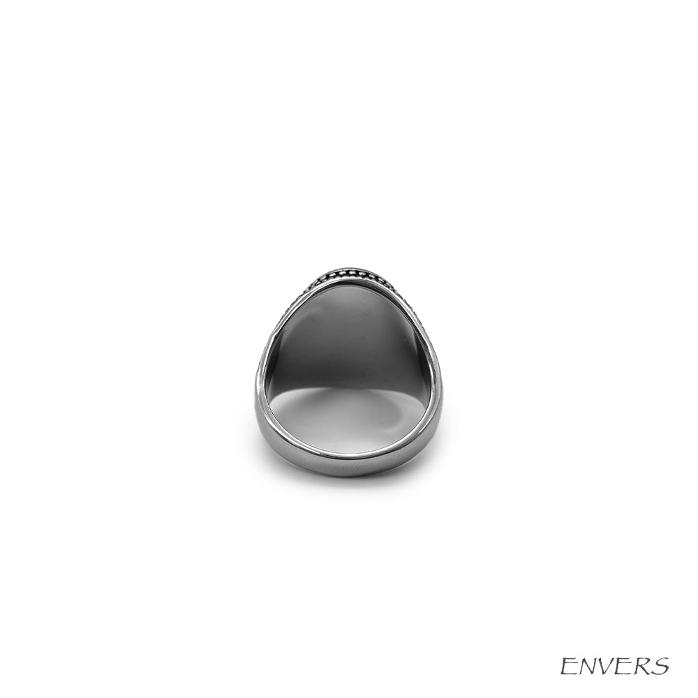 Bague Homme en Acier inoxydable et Pierre Naturelle - Modèle Chevalière "Knight"