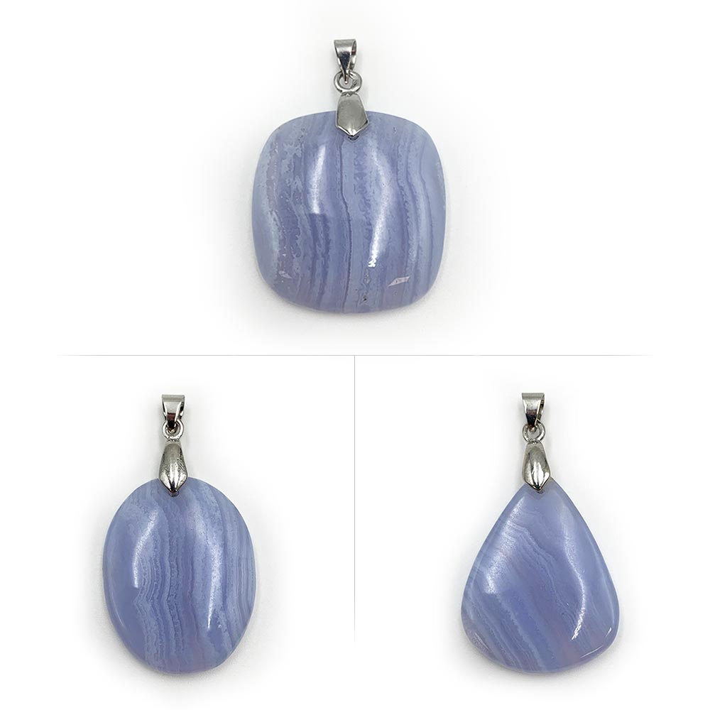 Pendentif Calcédoine Bleue