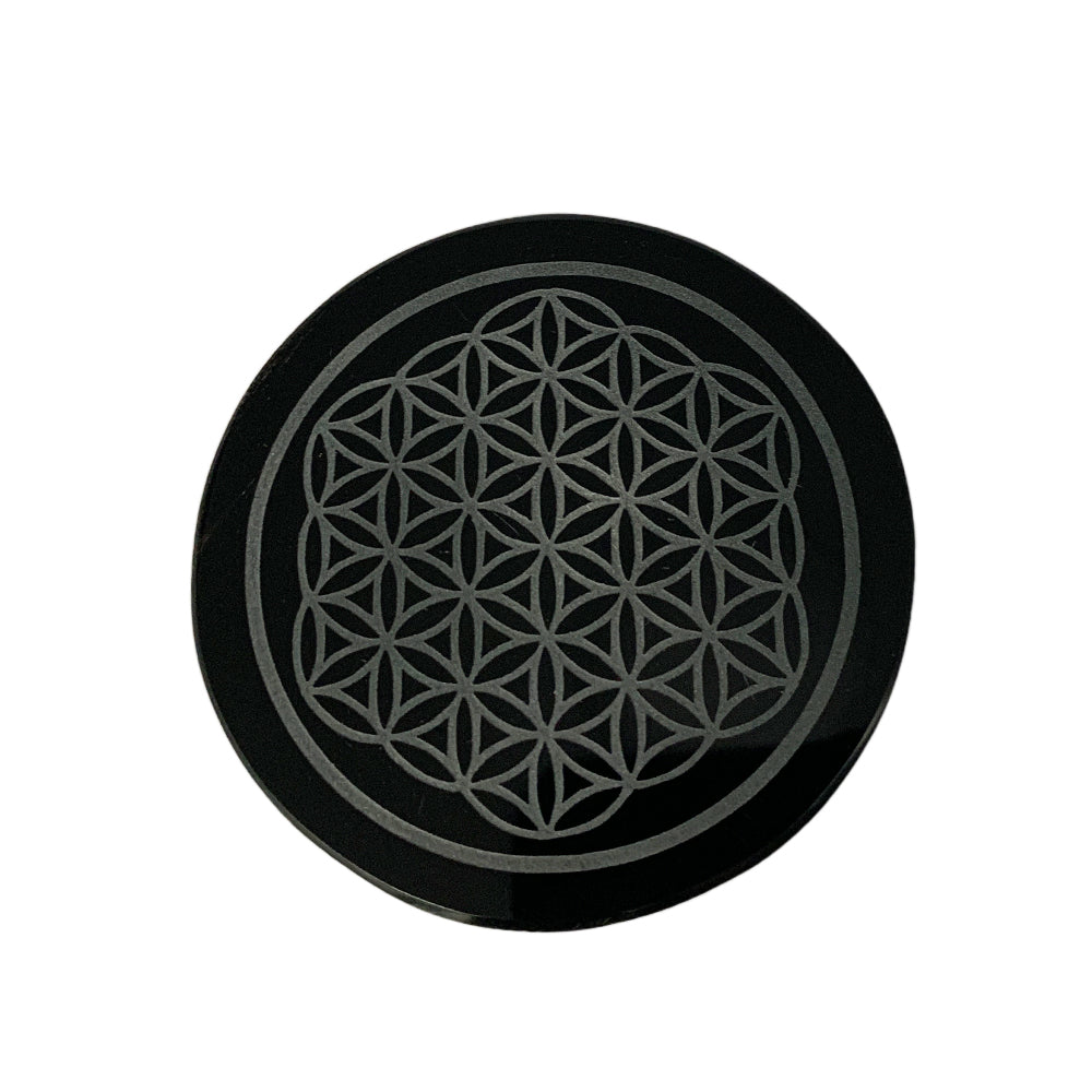 Support Fleur de vie en Obsidienne Noire - 7 cm / 15 cm / 20 cm