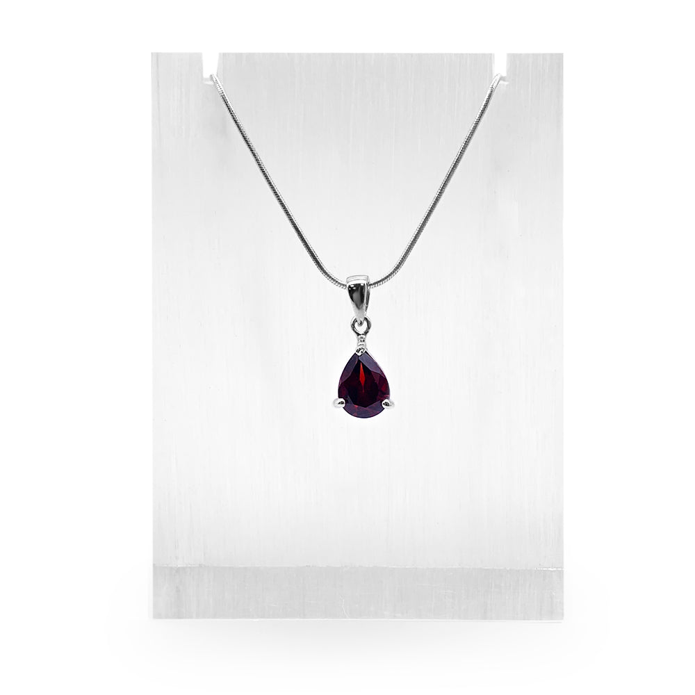 Pendentif en Argent Rhodié et Pierre Naturelle - Modèle Lluvia