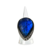 Bague Ethnique Argent Massif Réglable en Labradorite