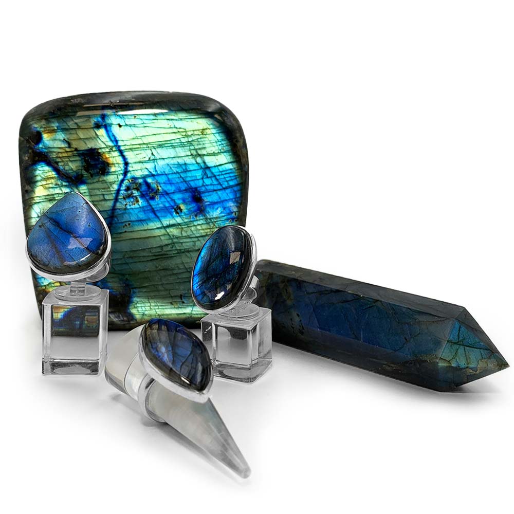 Bague en Argent 925 Réglable – Pierre Naturelle Labradorite