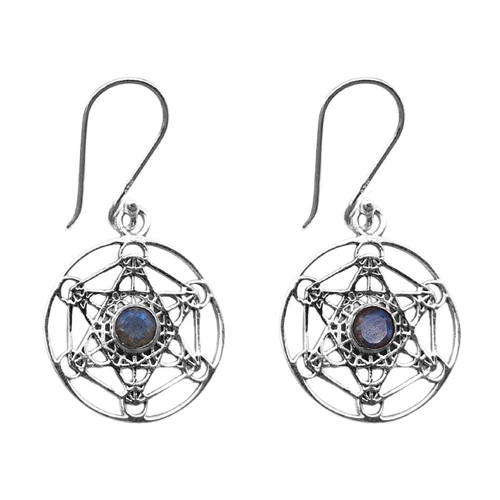 Boucles d'oreilles en Argent - Cube de Métatron - Pierres Naturelles