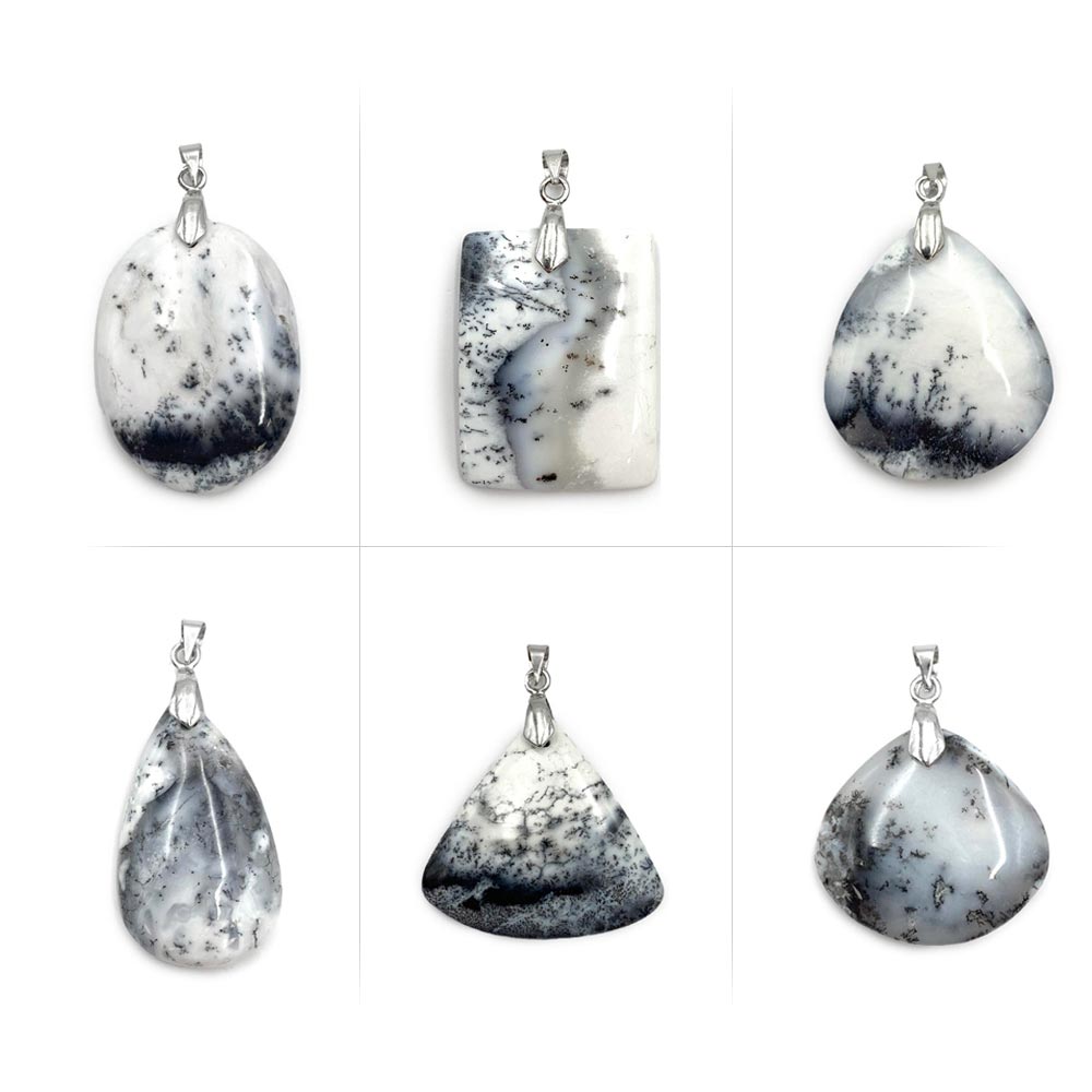 Pendentifs Merlinite / Opale Dendritique