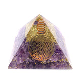 Pyramide Orgonite Améthyste - Fleur de Vie