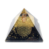 Pyramide Orgonite Tourmaline Noire - Fleur de Vie