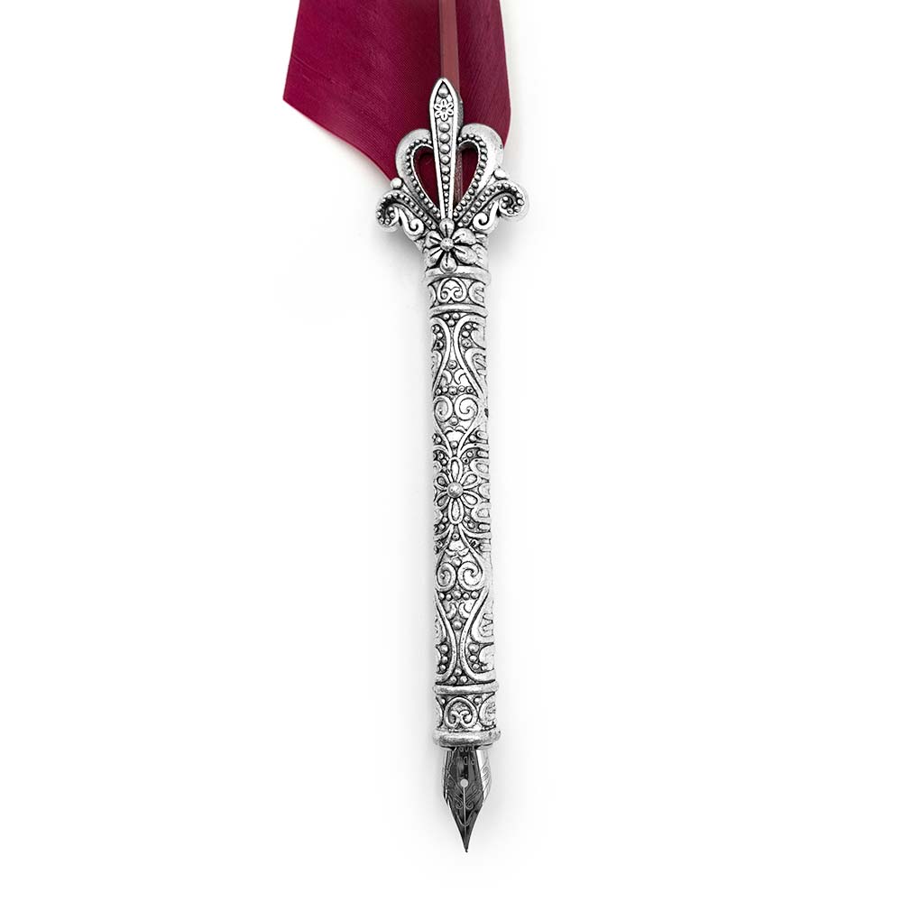 Set de calligraphie - Plume d'Oie Rouge, Porte-Plume et Cachet