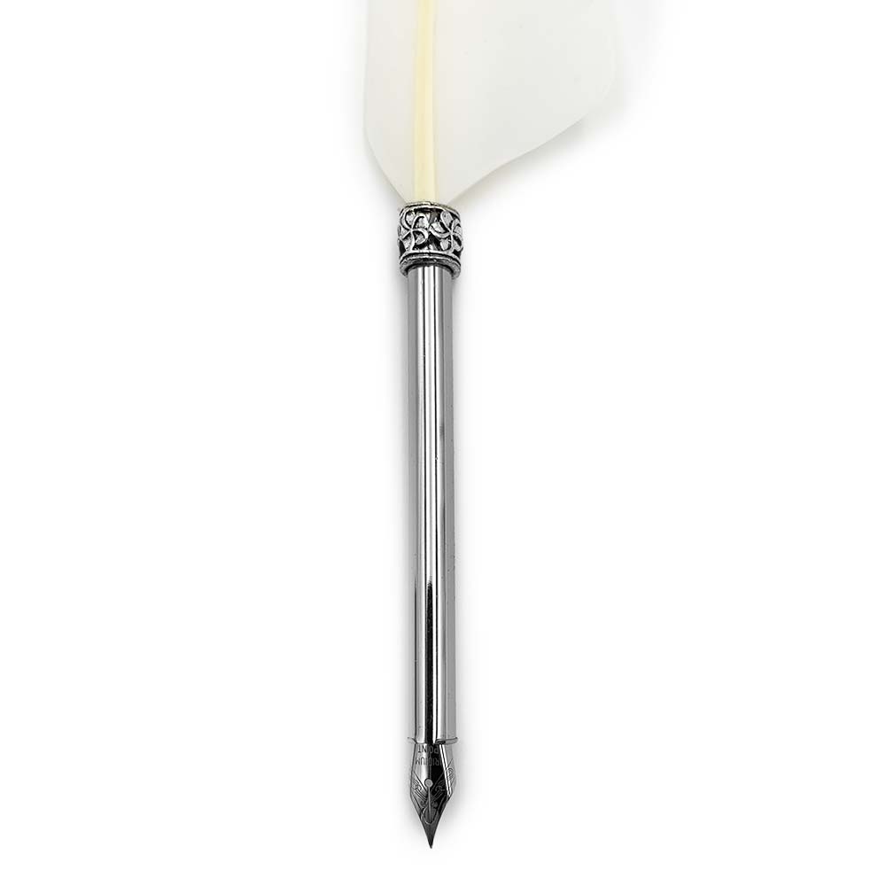 Set de calligraphie - Plume d'Oie Blanche, Porte-Plume et Carnet de Note