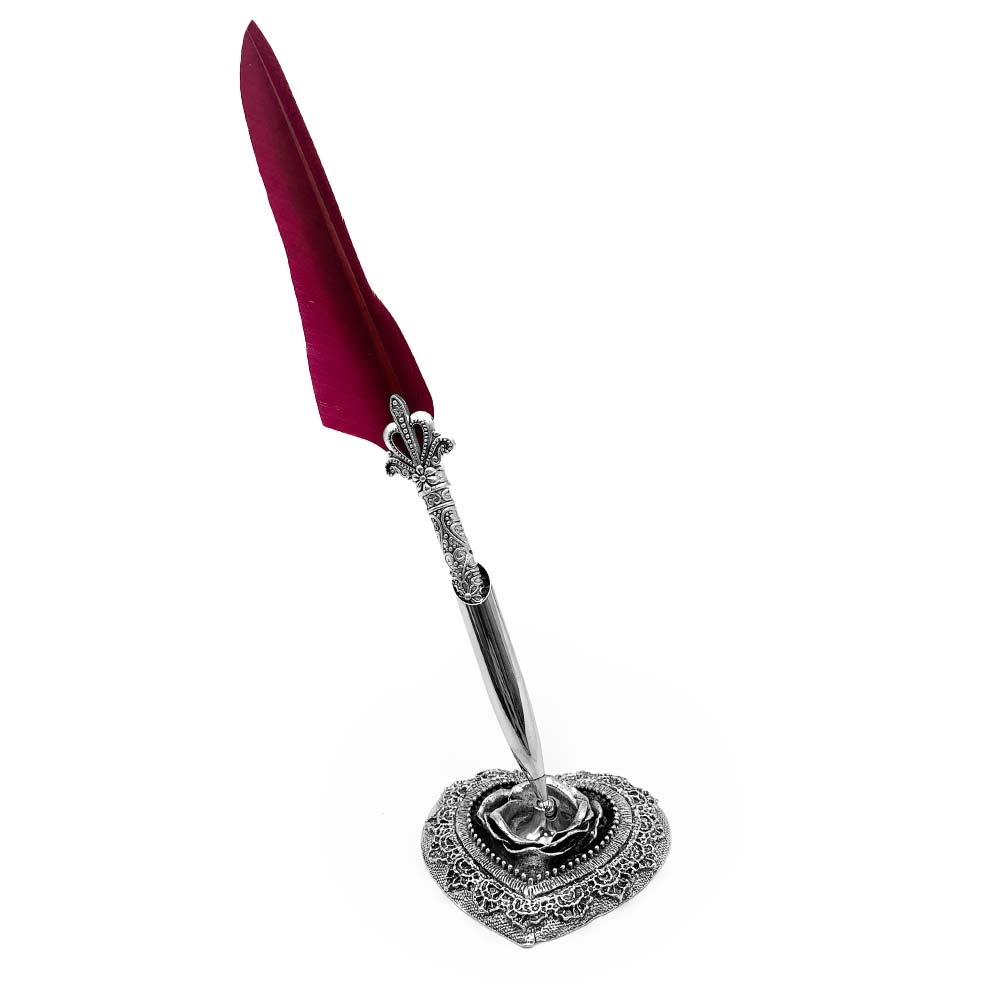 Set de calligraphie - Plume d'Oie Rouge, Porte-Plume et Cachet