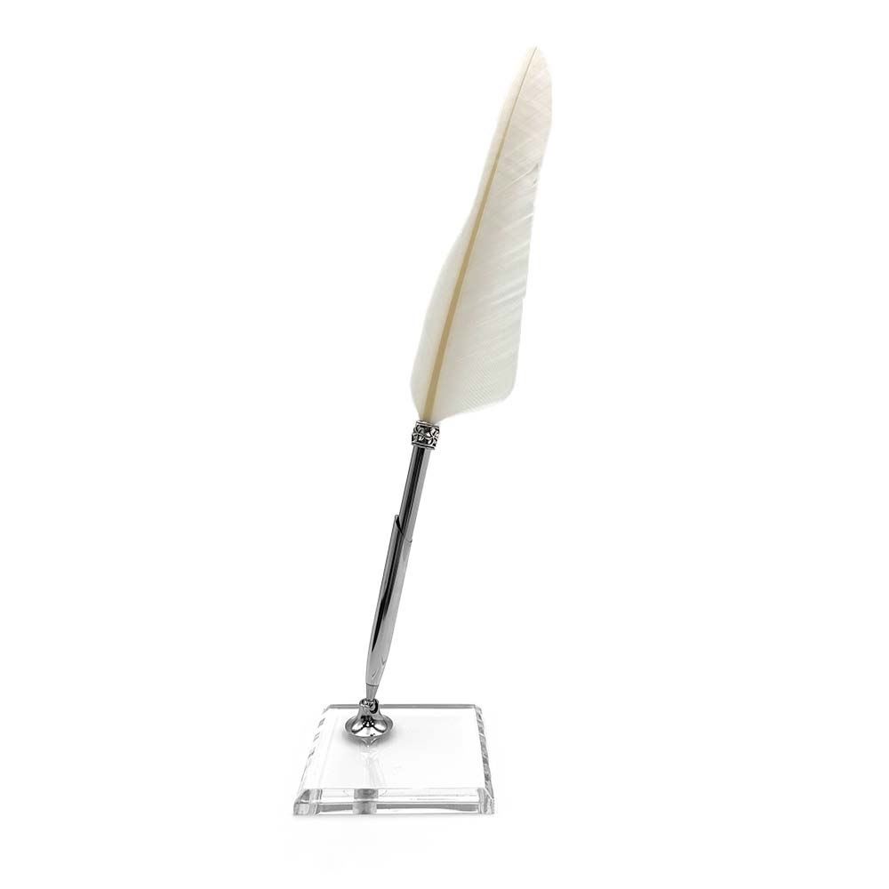 Set de calligraphie - Plume d'Oie Blanche, Porte-Plume et Carnet de Note