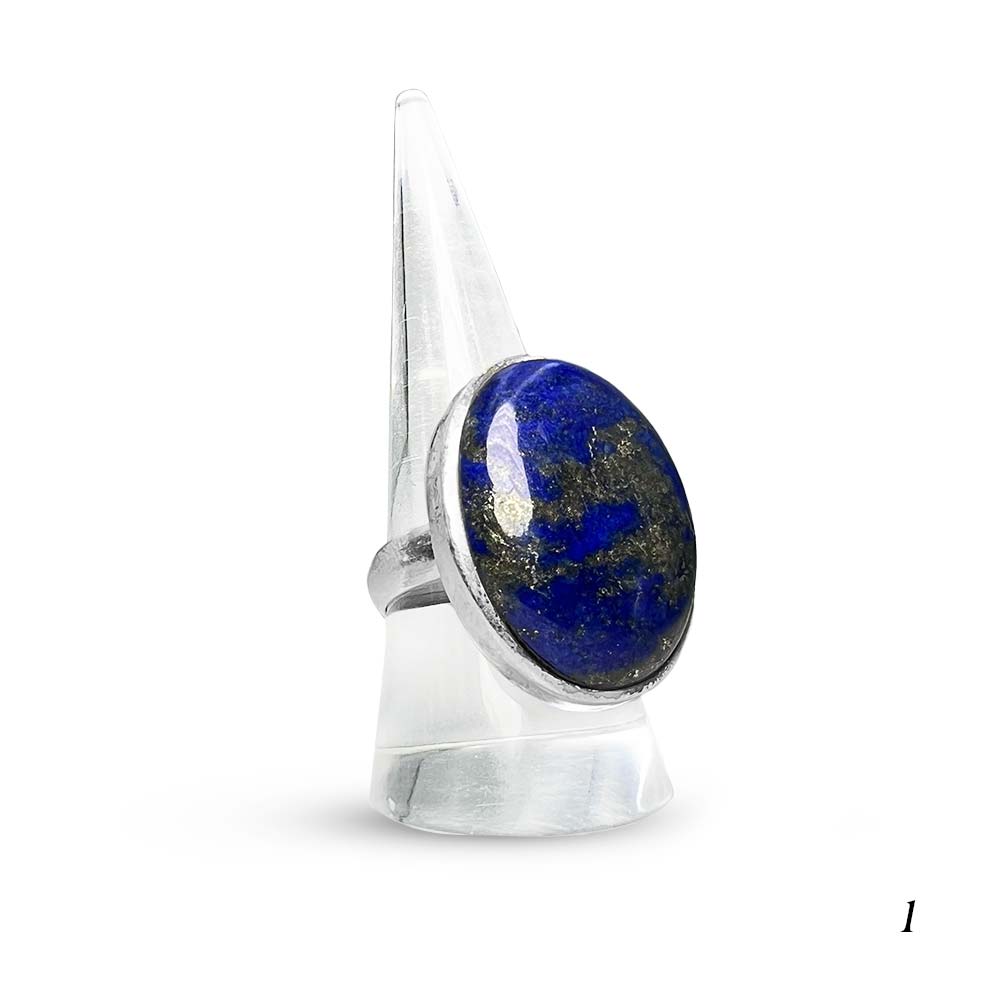 Bague Argent Massif Réglable en Lapis-Lazuli