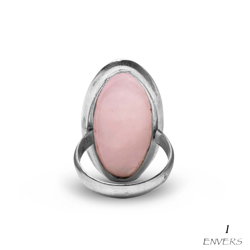 Bague Argent Massif Réglable en Quartz Rose