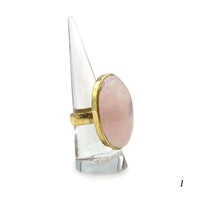 Bague Laiton Réglable en Quartz Rose