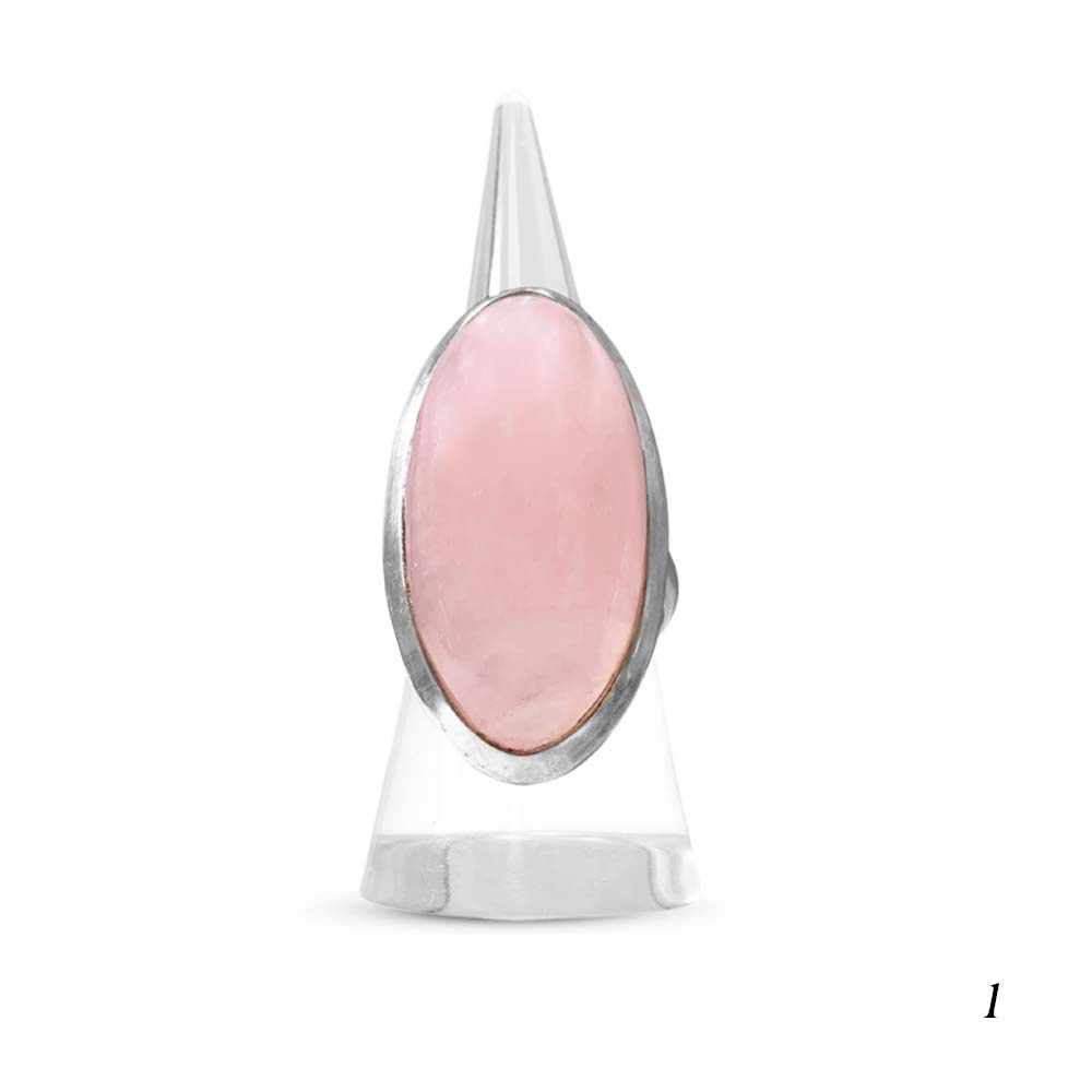 Bague Argent Massif Réglable en Quartz Rose