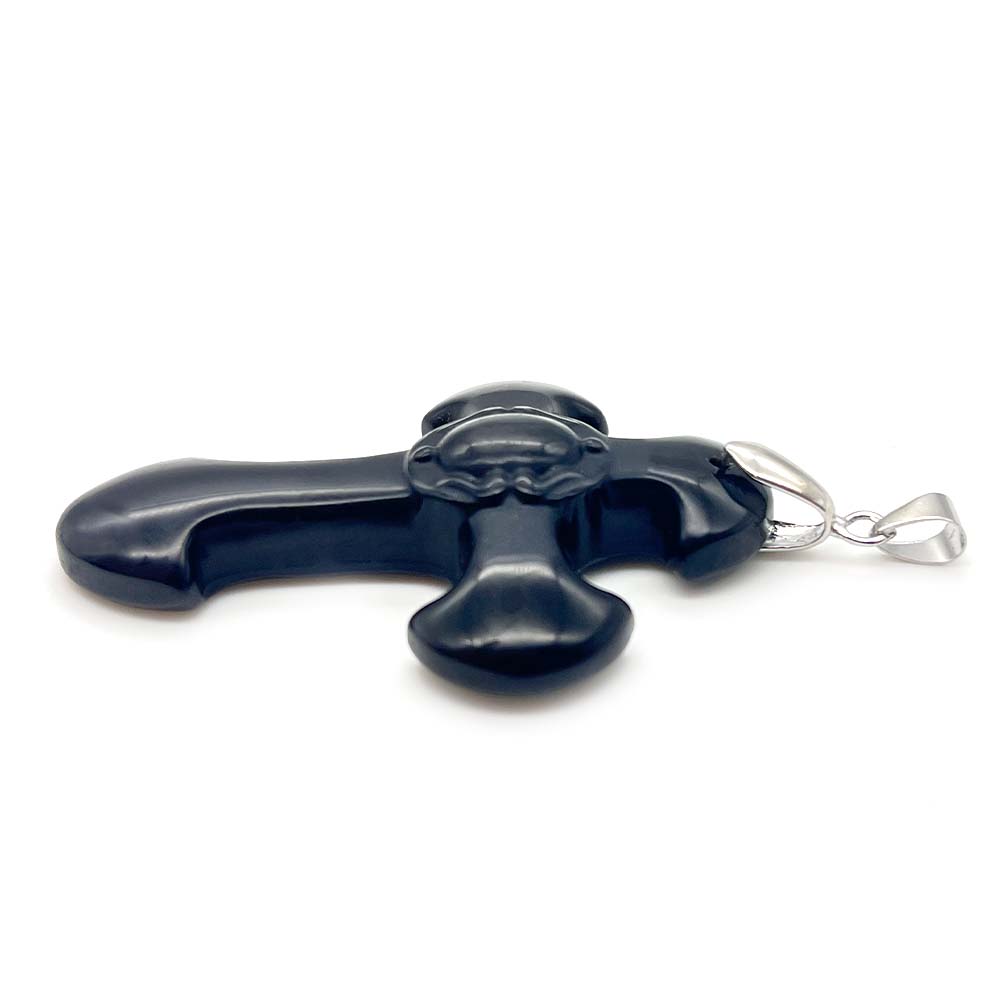 Pendentif Croix en Obsidienne