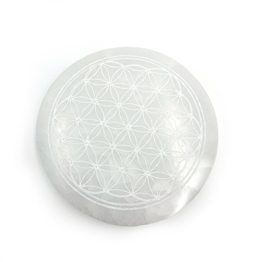 Support Fleur de Vie en Sélénite – Harmonisez et Purifiez vos Énergies