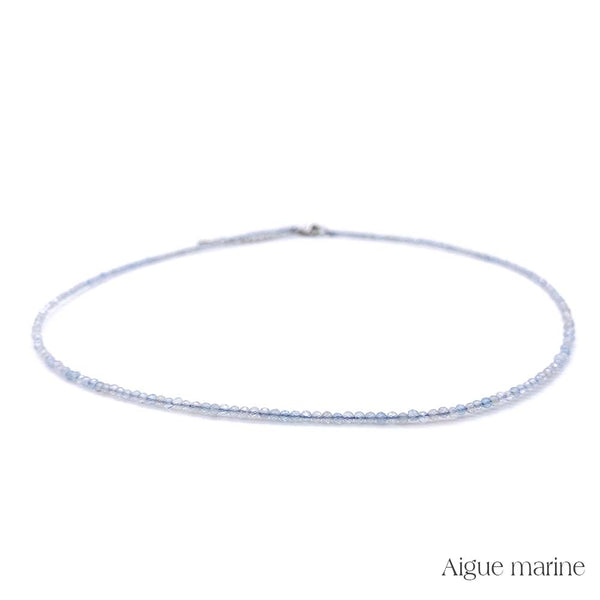 Collier de Perles Facettées en Aigue-Marine