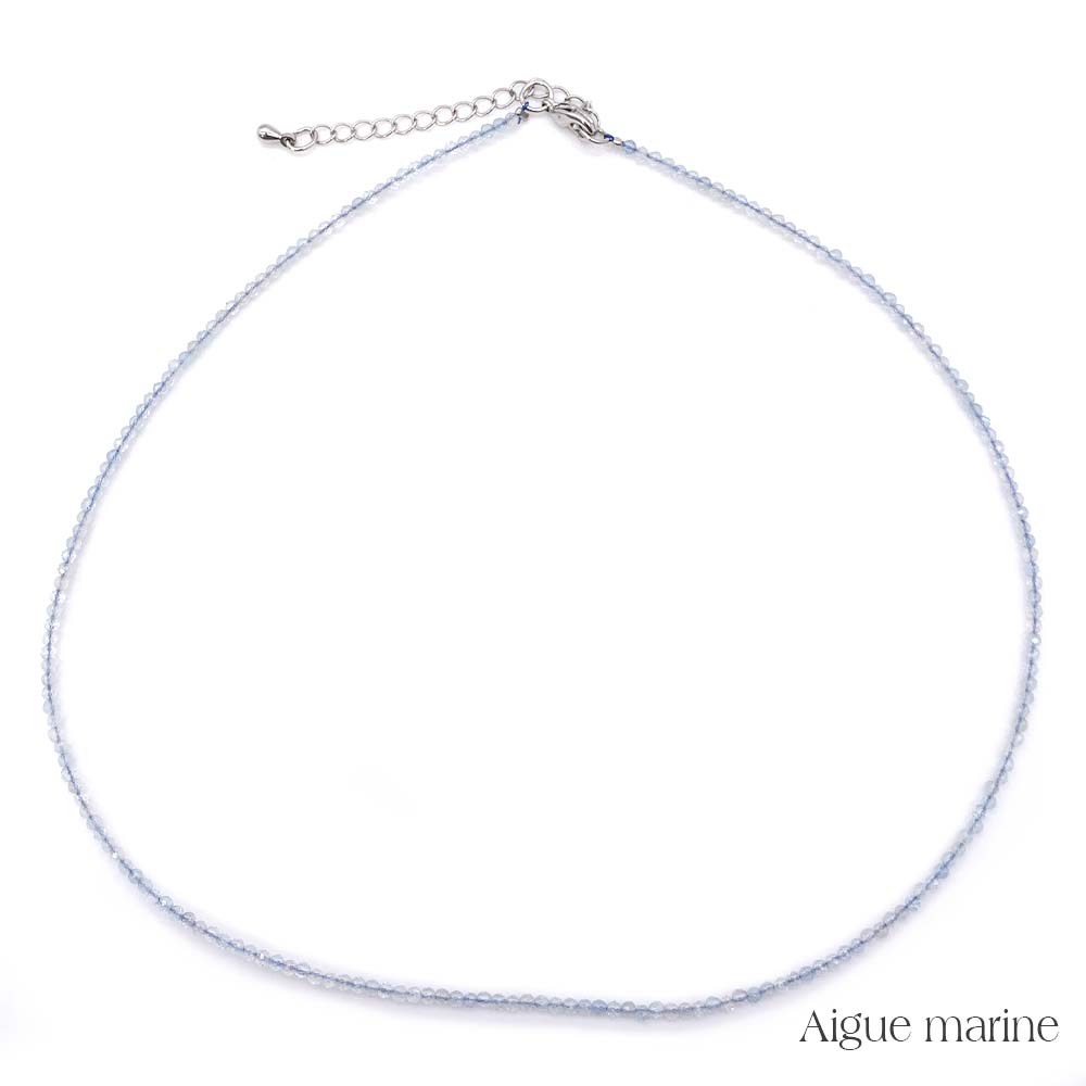 Collier de Perles Facettées en Aigue-Marine