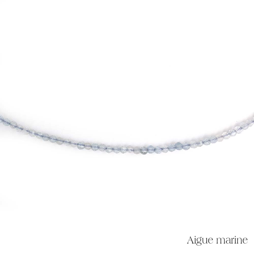 Collier de Perles Facettées en Aigue-Marine