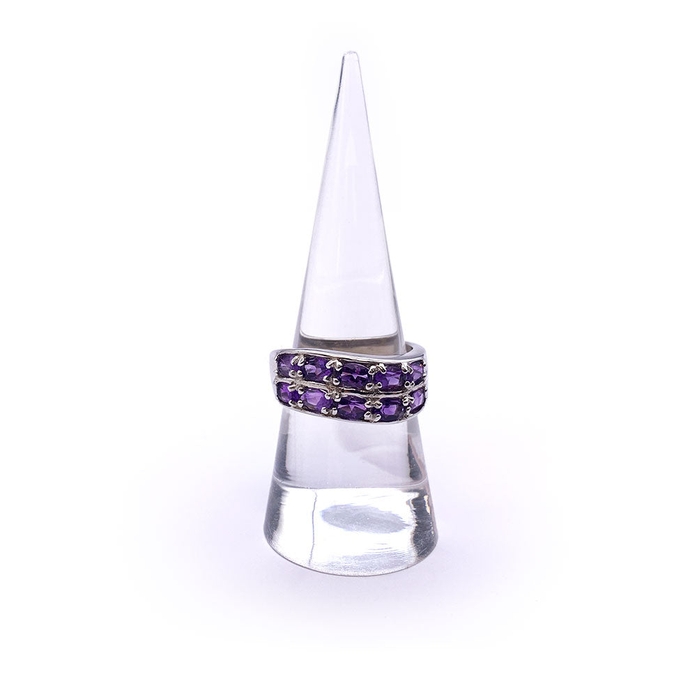 Bague en Argent Rhodié et Améthyste - Modèle Allinéa