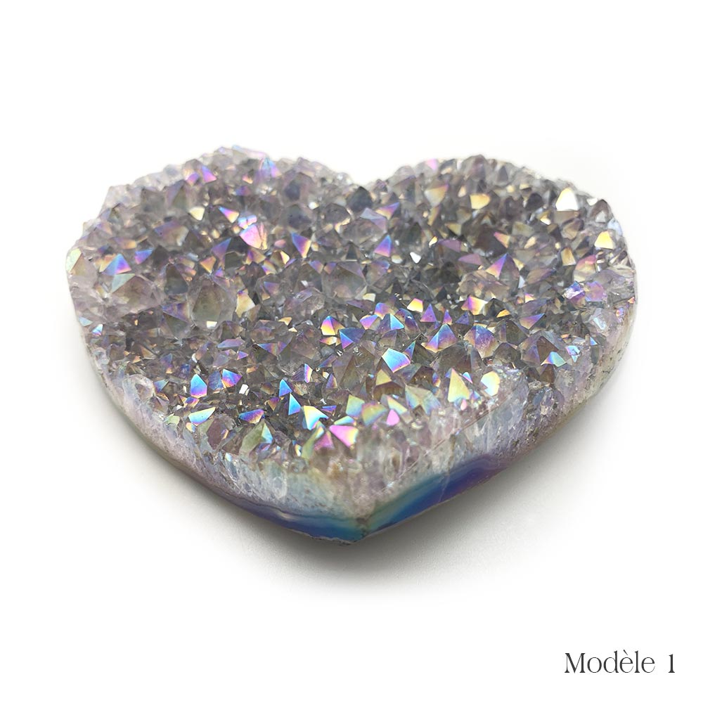 Coeur en Aqua Aura - 8,5 cm