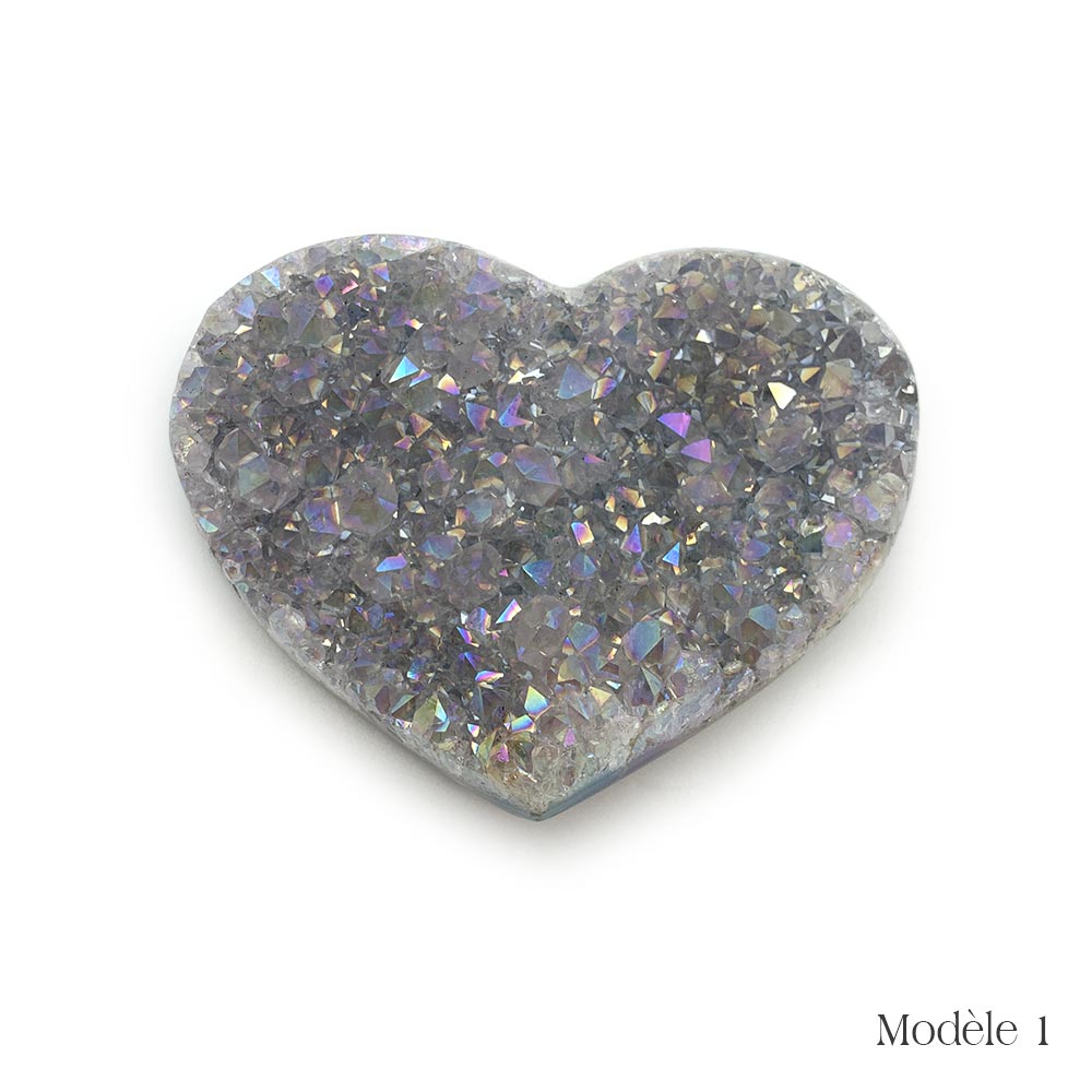 Coeur en Aqua Aura - 8,5 cm