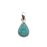 Pendentif Amazonite cabochon et brute en Argent