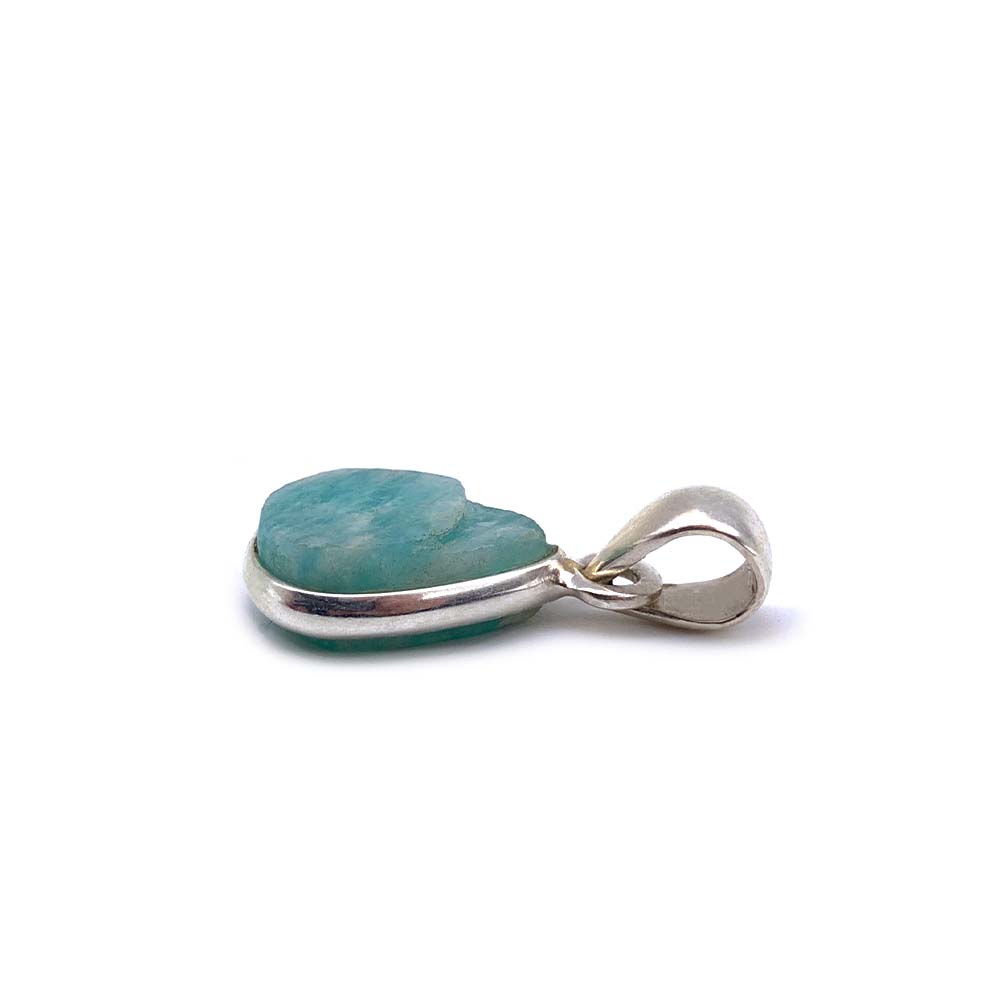 Pendentif Amazonite cabochon et brute en Argent
