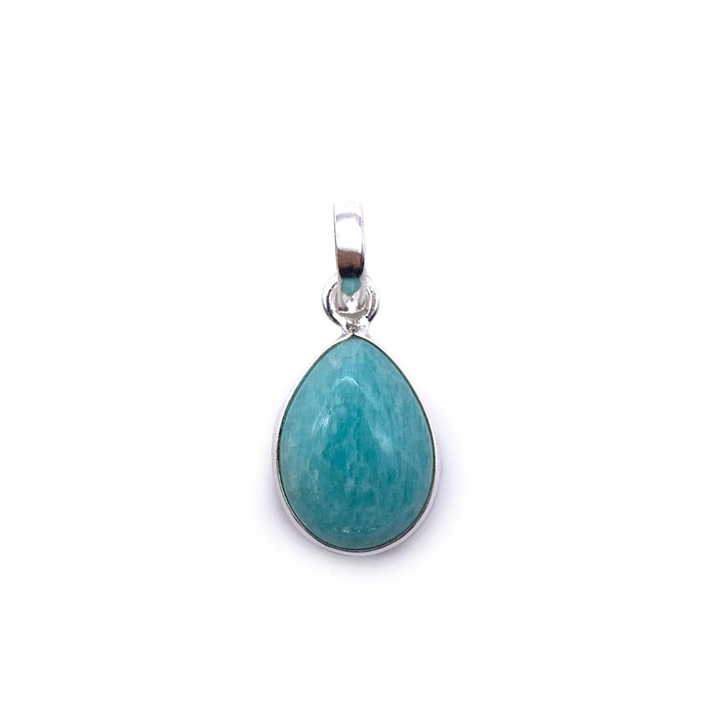 Pendentif Amazonite cabochon et brute en Argent