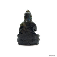 Statue Bouddha Protecteur en Labradorite taillée à la main - 11 cm