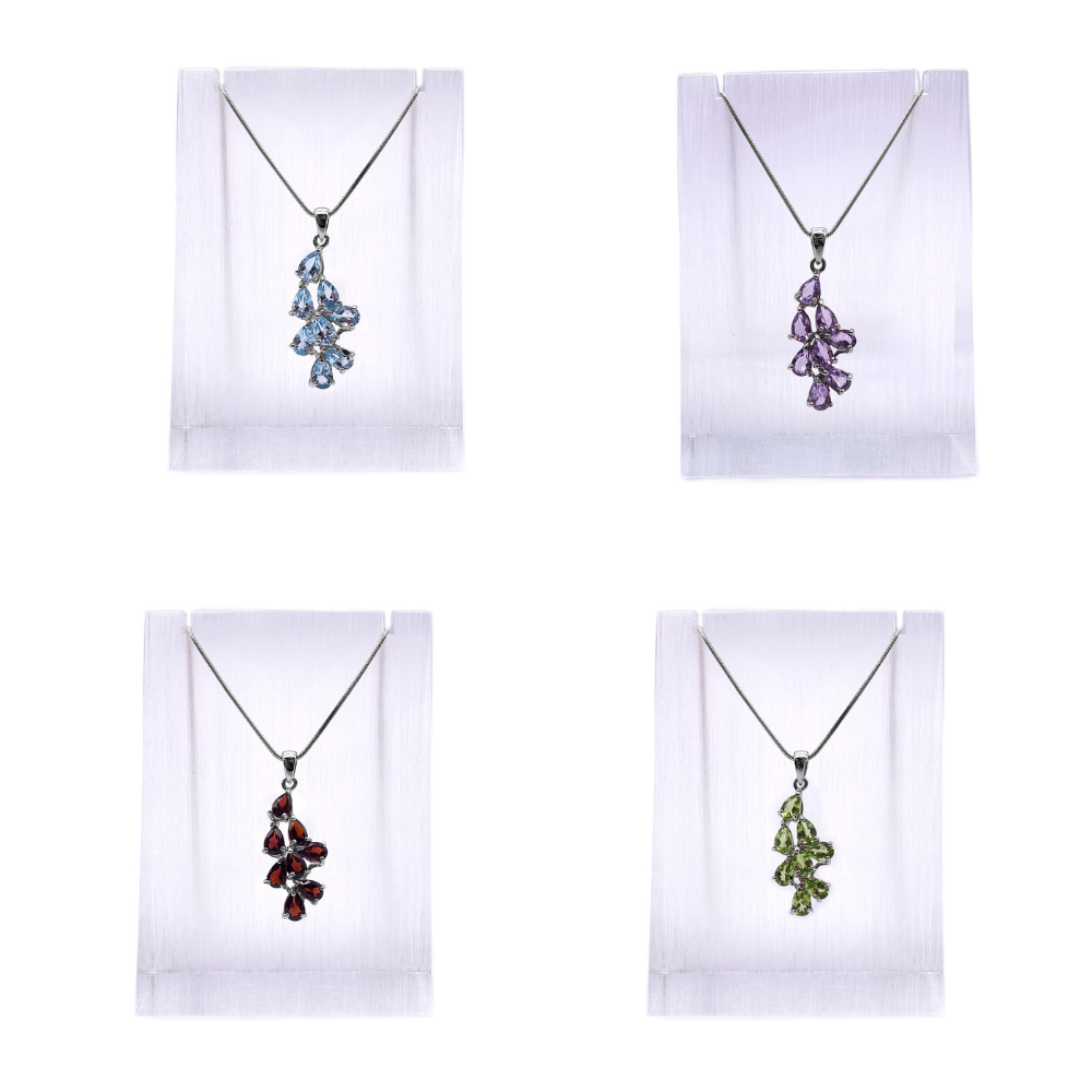 Pendentif en Argent Rhodié et Pierre Naturelle - Modèle Célestia