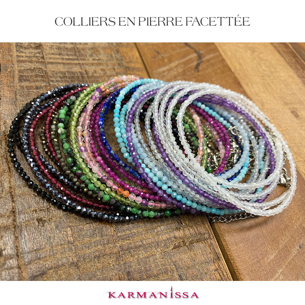 Collier de Perles Facettées en Cristal de Roche