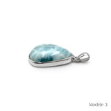 Pendentif Larimar cerclé en Argent Massif