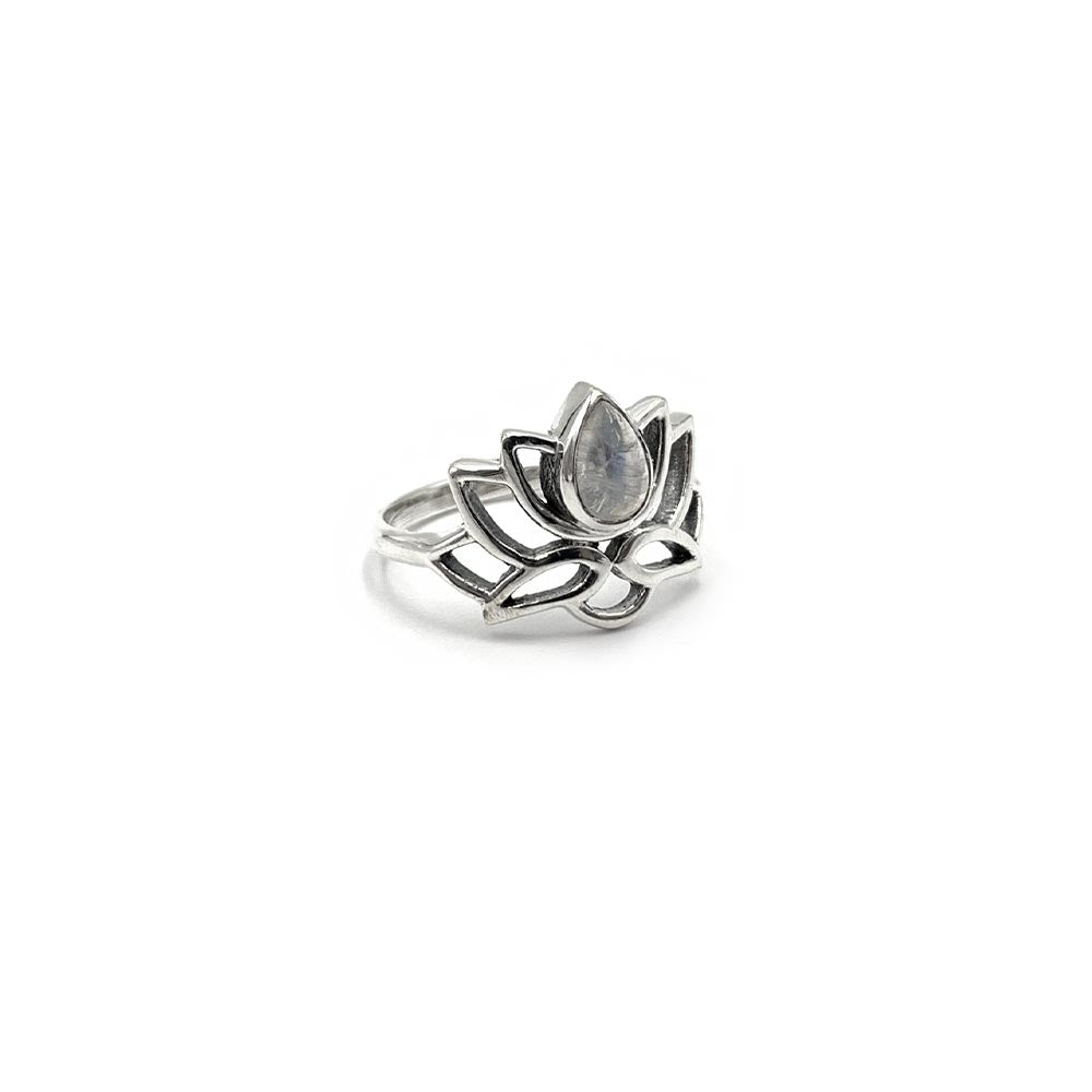 Bague Argent "Lotus" en Pierre de Lune