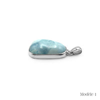 Pendentif Larimar cerclé en Argent Massif