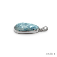 Pendentif Larimar cerclé en Argent Massif