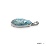 Pendentif Larimar cerclé en Argent Massif