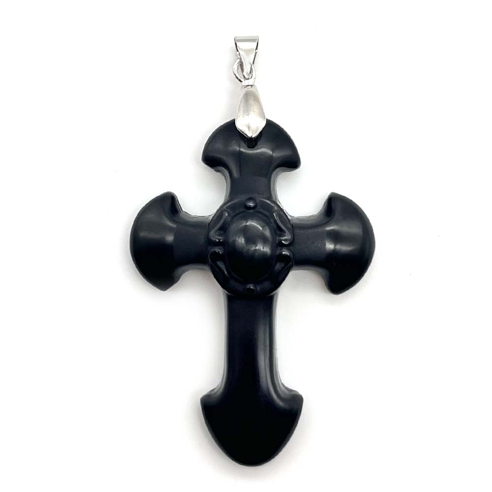 Pendentif Croix en Obsidienne