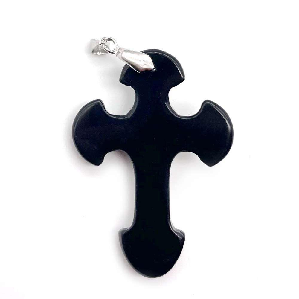 Pendentif Croix en Obsidienne