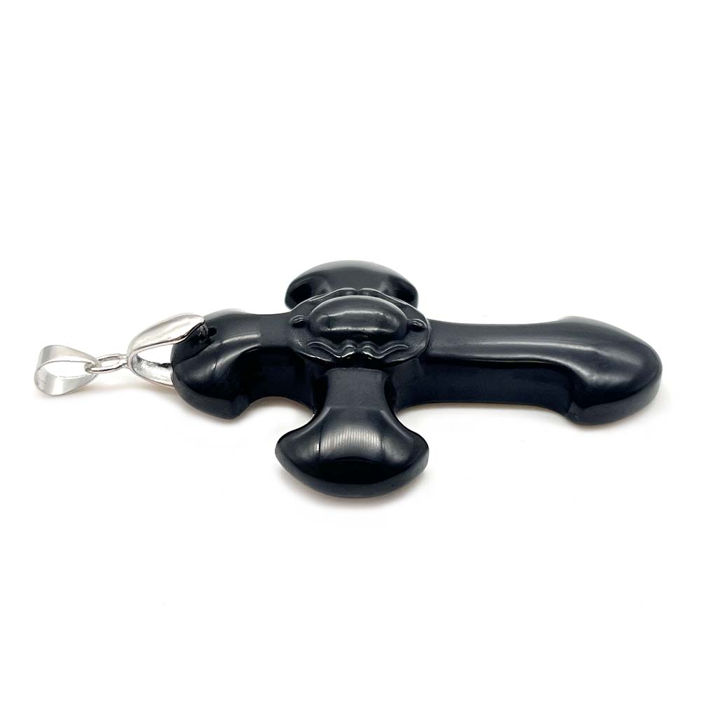 Pendentif Croix en Obsidienne