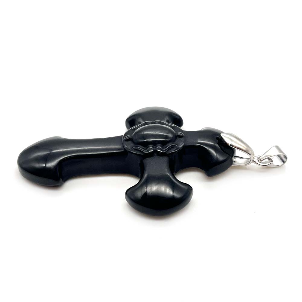 Pendentif Croix en Obsidienne